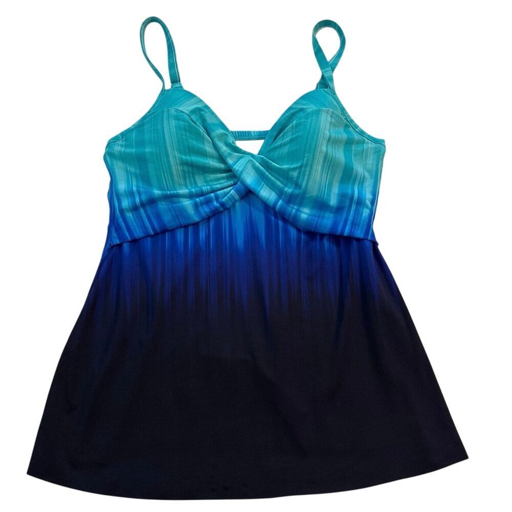 Miraclesuit Size US 8 Belle Trois Marra Tankini Top Gradient Blue Front Twist